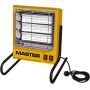 TS 3 A infrarødlampe fra Master med gult kabinet fremstillet i rustfrit stål. Med gitter i sølvfarvet rustfrit stål. Med sorte fødder i rustfrit stål. HØ7 kabel.