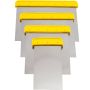 Japansk spartelsæt med 4 tynde spartler a 50, 80, 100 & 120 mm i rustfrit stål og plastgreb.