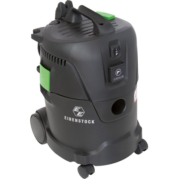 SS 1401 L vådsuger og tørstøvsuger fra Eibenstock i en og samme industristøvsuger. I sort farve med grønne nuancer. Med "Push & Clean" filterrengøringssystem.