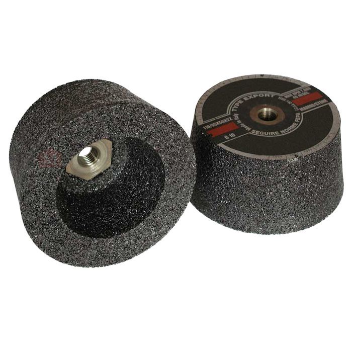 Carborundum kopsten til vinkel- og gulvslib med en diameter på 110 mm. Korn 16. M14 spindel.