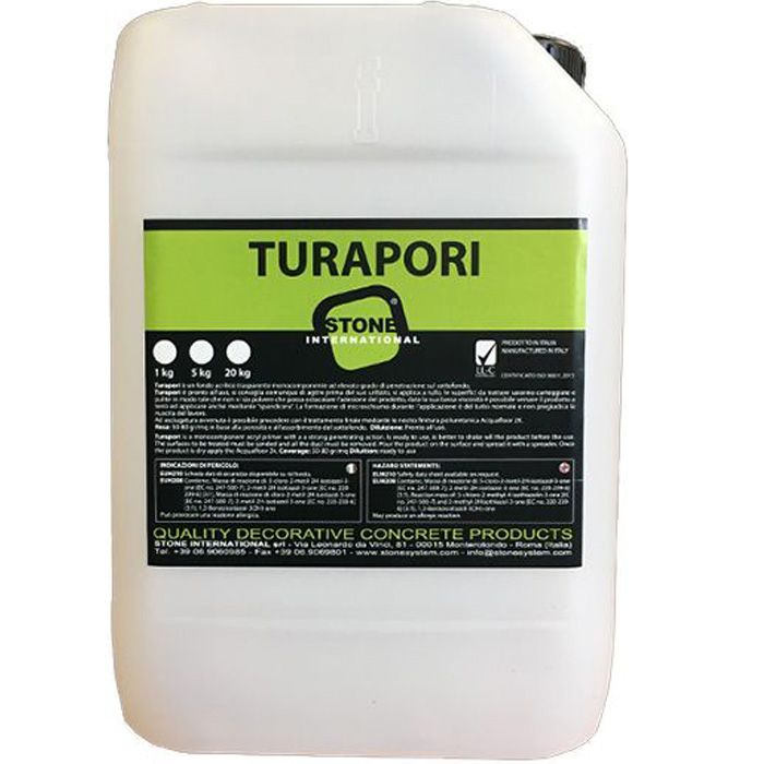 Ultradecor Turapori Akrylprimer fra Stone International i 5 liters dunk til behandling af microcement overflader inden lakering.